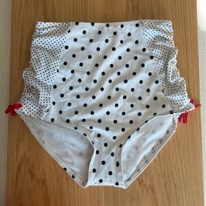 Unique Vintage Retro Polka Dot High-Waisted Bikini Bottoms XS X-small Red Bows
